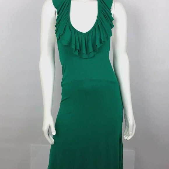 VTG David Bitton Green Halter Summer Dress Ruffles Y2K Sz SP-Retro-Ruffeled-Boho - Picture 10 of 10